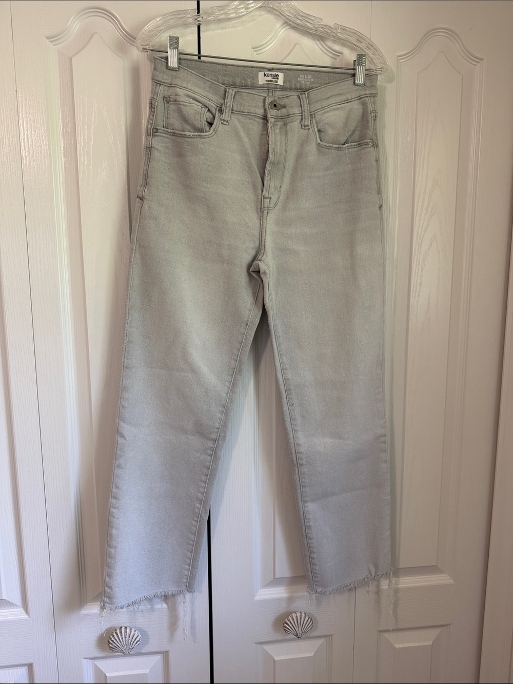 Kensie Light Gray Slim Straight Jeans